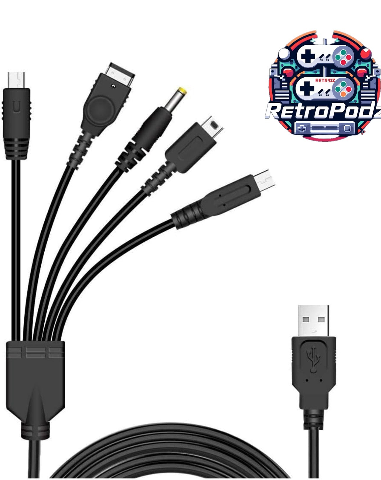 5 in 1 Charger Retro Game Charger - Nintendo DS, SP, 3ds, Dsi, PSP, WiiU